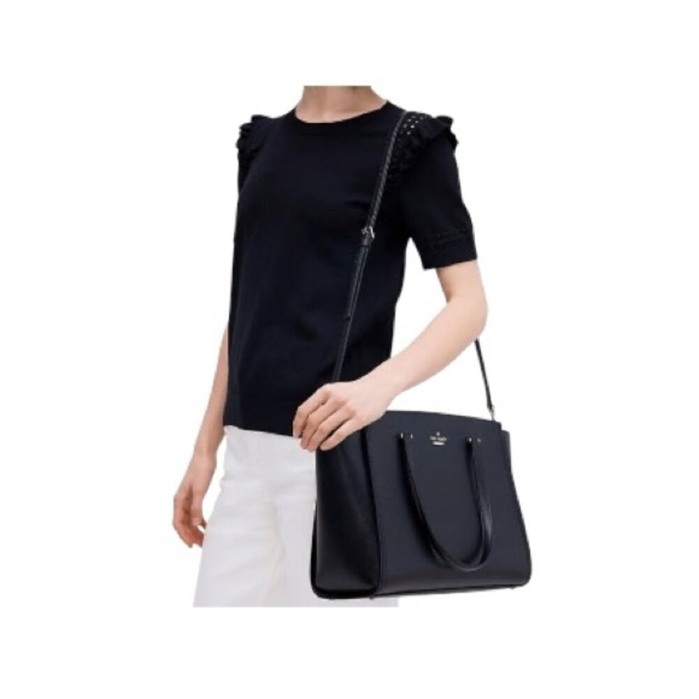 Kate Spade New York Geraldine Satchel Patterson Drive Black Leather Tote Purse